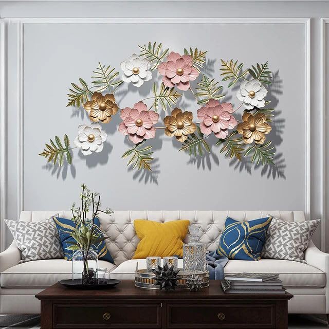 Zove Floral Metal Iron Wall Art (Multicolour, 43 X25 Inch)